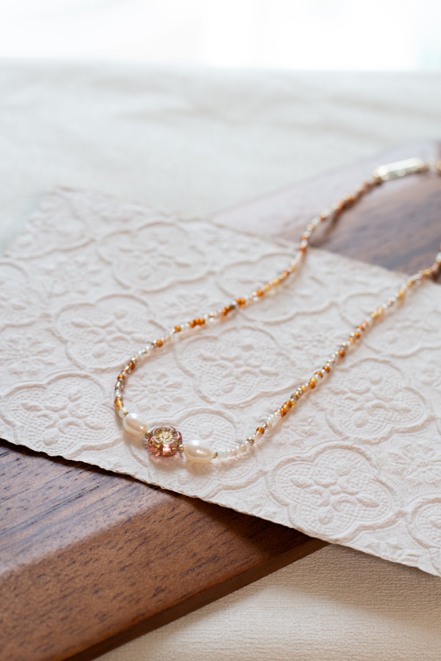 Caramel Coffee | Necklace | Pearl style