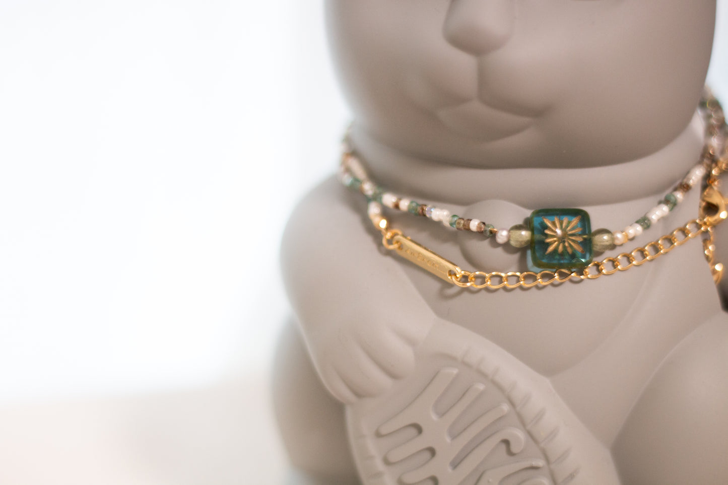 Glazed Cube｜Necklace｜Aqua