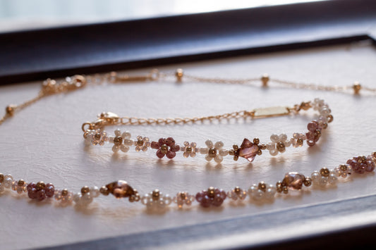 Starlight Floral Whisper｜Necklace｜Champagne Pink
