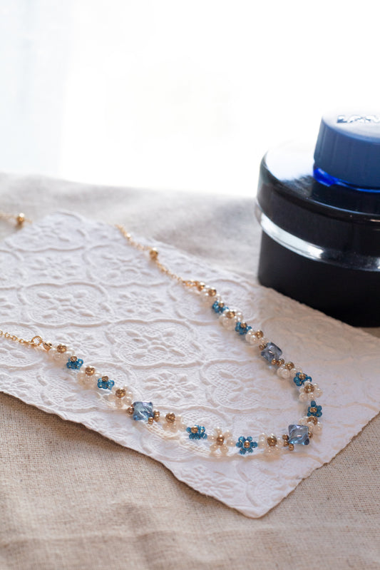 Starlight Floral Whisper｜Necklace｜Aqua